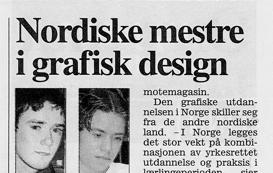 Bilde av faksimile fra Aftenposten med tittelen Nordiske mestre i grafisk design